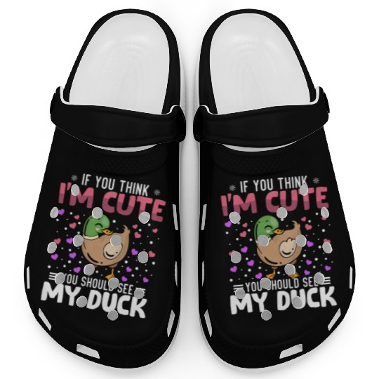 Duck Heart Valentine's Day Animal For Womens Kids Clogs