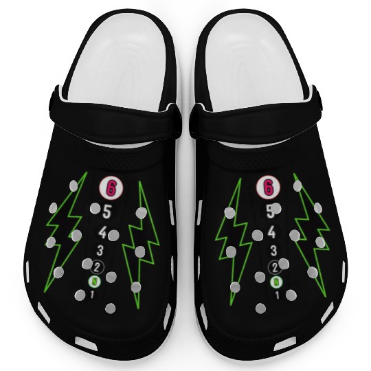 GREEN LIGHTNING BOLT MOTORCYCLE SHIFT PATTERN Clogs