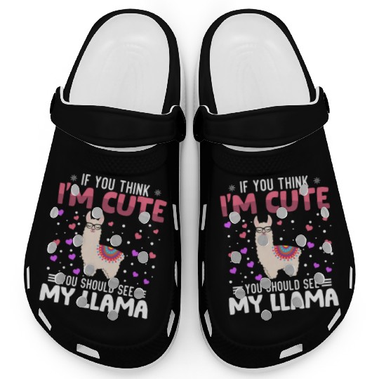 Llama Heart Valentine's Day Animal For Womens Kids Clogs