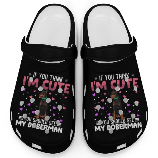 Doberman Heart Valentine's Day Animal For Womens Clogs