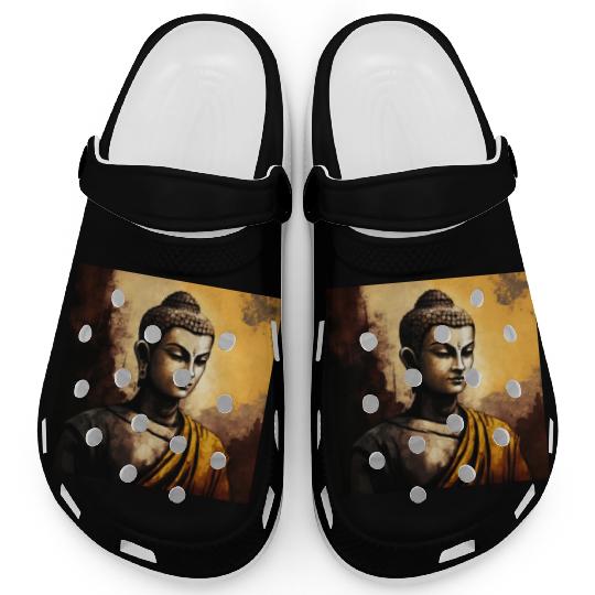 The Serenity of Zen Buddha Watercolor Meditation Clogs