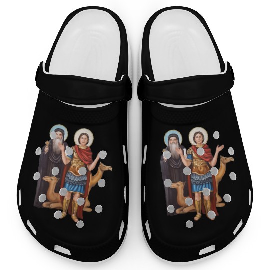 Pope Kyrillos and saint Mina. Coptic church. Clogs