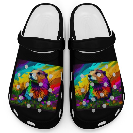 multicolor groundhog.groundhog day ,groundhog gift Clogs