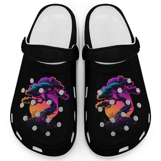 Synthwave Bonsai Tree Clogs