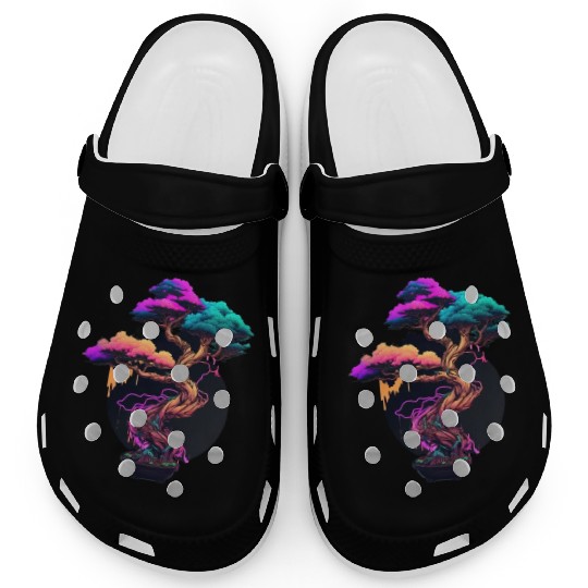 Synthwave Bonsai Tree Clogs