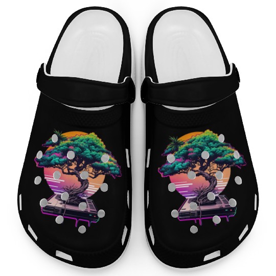 Synthwave Bonsai Tree Clogs