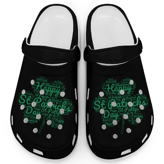Happy St Patricks Day Shamrock Green Men Women Kid Clogs