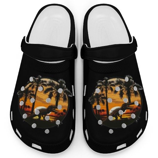 Florida Everglades Sunset Alligator and Palm Tree Clogs