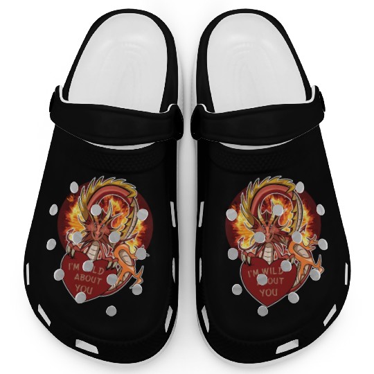 dragon wyvern valentines day heart gift Clogs