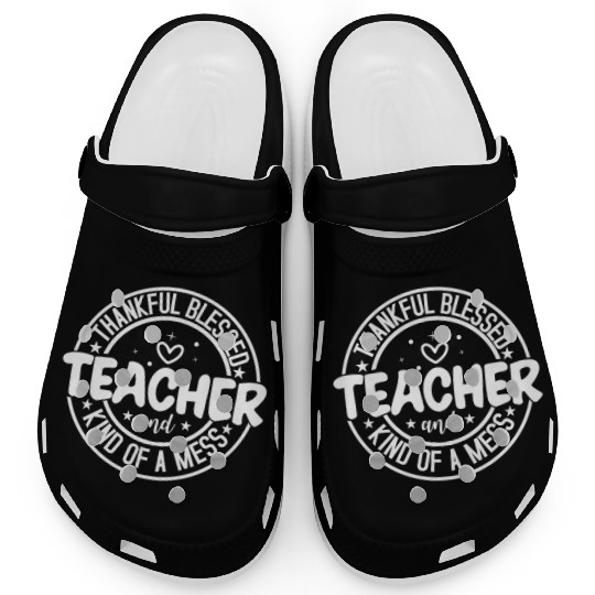 Thankful Grateful Blessed Teacher School Thanksgiv Clogs