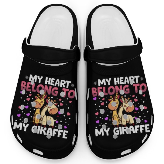 Valentines Day My Heart Belong to My Giraffe Boys Clogs