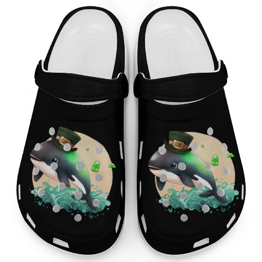 St Patrick's Day Irish Cute Orca Saint Patrick Clogs