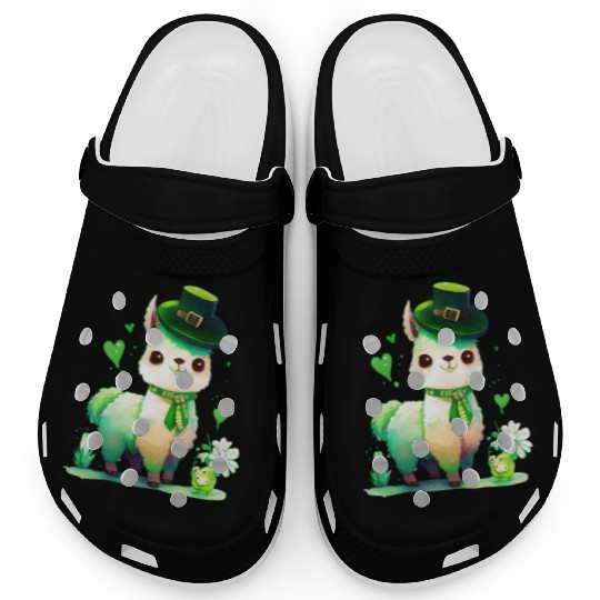 St Patrick's Day Irish Funny Llama Saint Patrick Clogs