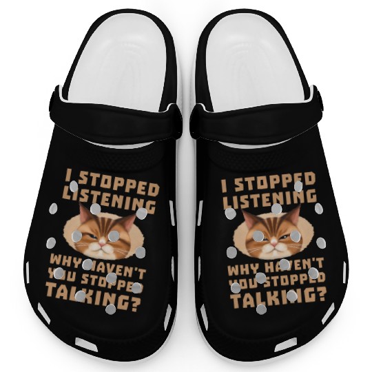 Funny Grumpy Kitty Not Listening Cat Head Snout Clogs