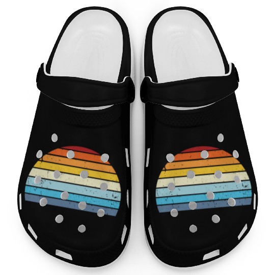 Vintage Distressed Retro Sunset | Red Yellow Blue Clogs