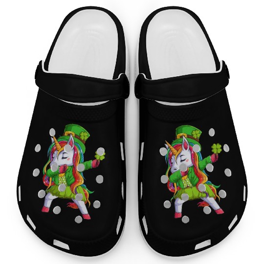St Patricks Day Girls Women Unicorn Lepricorn Clogs