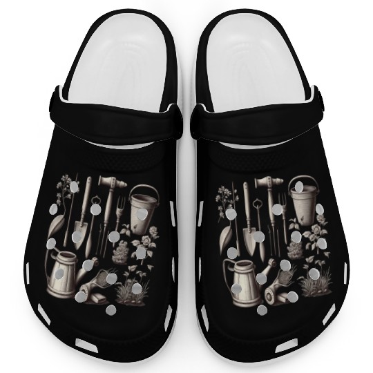 Florist Gardener Dad Grayscale Gardening Tools Clogs