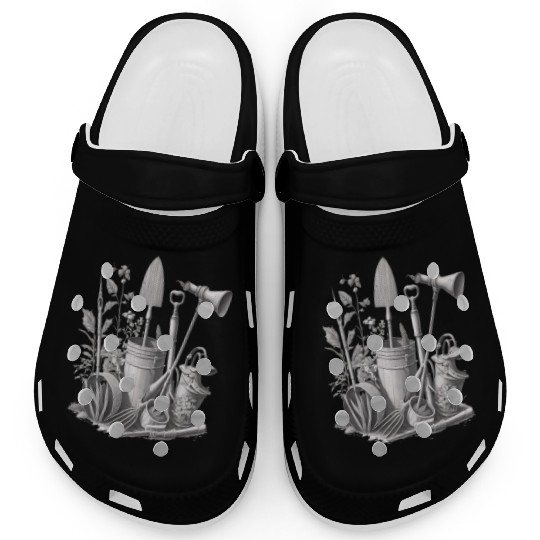 Florist Gardener Dad Grayscale Gardening Tools Clogs