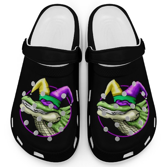 Crocodile with Jester Hat for Mardi Gras Clogs