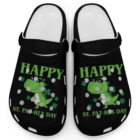 Happy St Pat-Rex Day Dinosaur Boys St Patricks Day Clogs