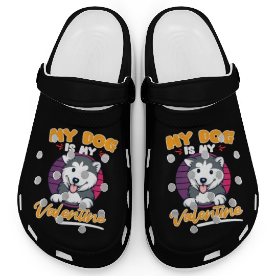 Husky Dog Is My valentine Love Valentine's Day Clogs