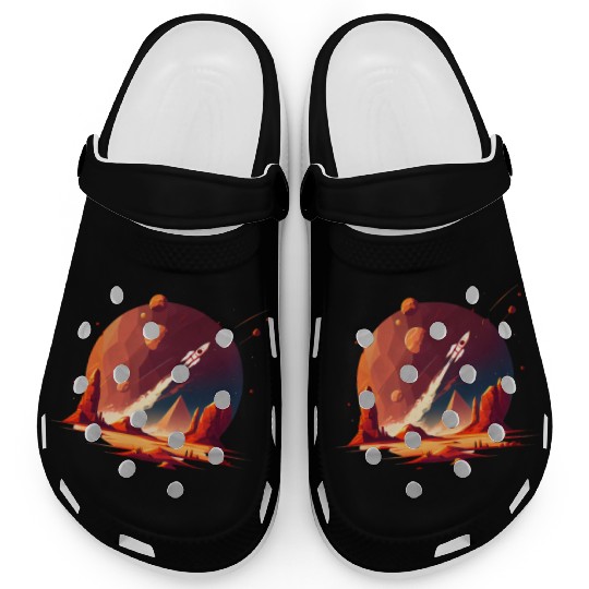 Vintage Space Science Mars Fiction Geek Solar Clogs