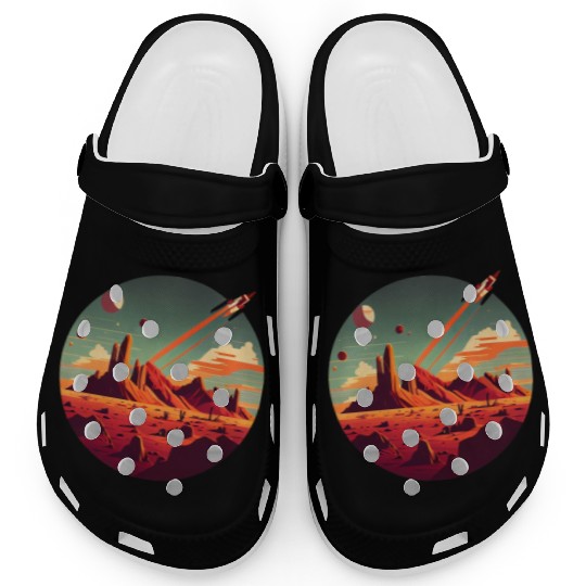 Vintage Space Science Mars Fiction Geek Solar Clogs