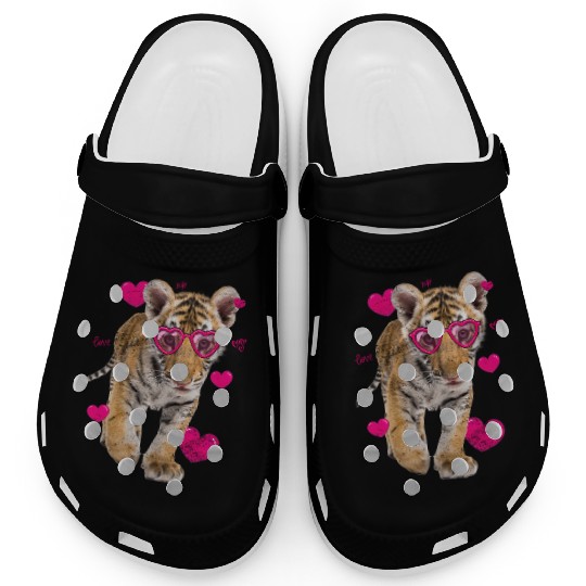 Tiger Cub Gift For Girl Heart Tiger Valentines Day Clogs