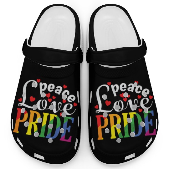 Peace Love Pride LGBT Rainbow Colors Clogs