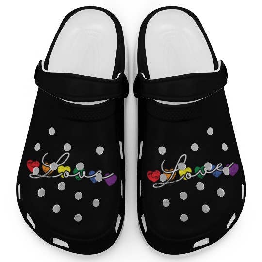 Love colorful LGBT Rainbow Tolerance Clogs