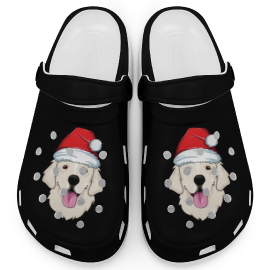 Blond Golden Retriever Santa Hat Cute Christmas Clogs