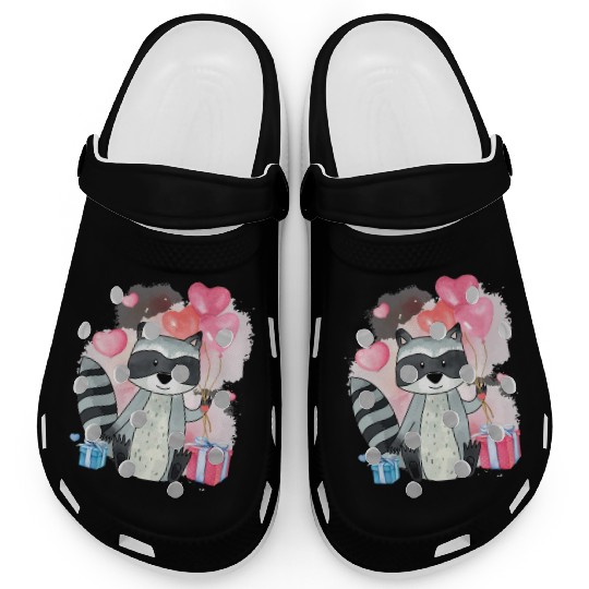 Raccoon Valentines Day Trash Panda Raccoon lover Clogs