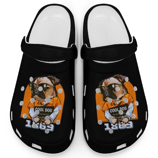 Black Orange Cool Dog Clogs