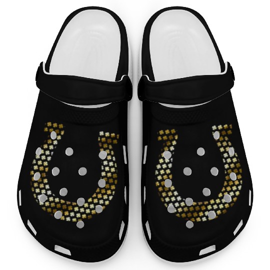 Golden Shamrocks Forming A Horseshoe On St Clogs