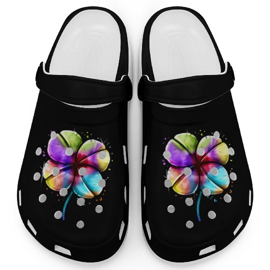 LGBTQ Colorful Four Leaf Clover Shamrock St Clogs