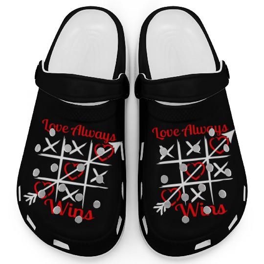 Vintage Valentines Day Love Always Wins Tic Tac To Clogs