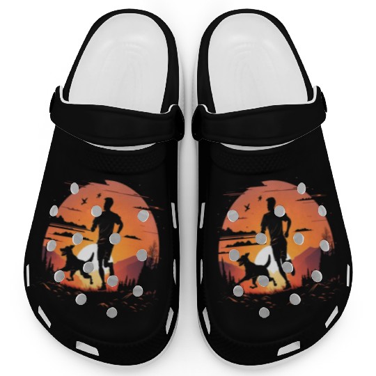 Runner Dog Animal Lover Dog Dad Silhouette Clogs