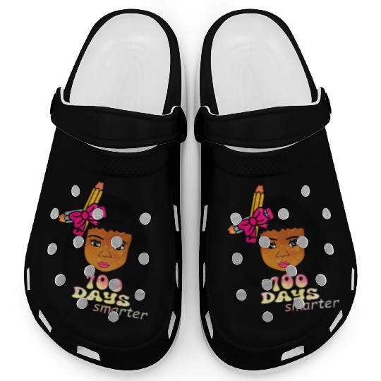 Afro Girl Celebrates 100 Days of School Clogs