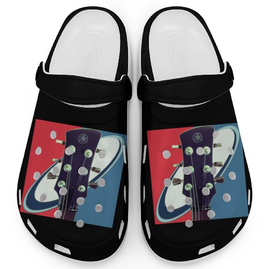 Red White Blue Rock and Roll Themed Guitar Clogs