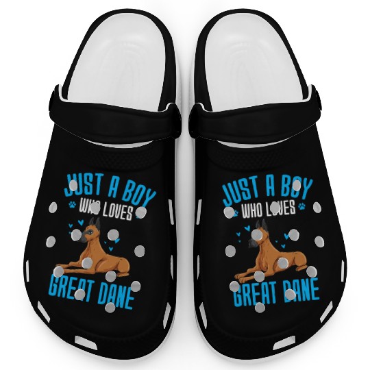 Just A Boy Who Loves Great Dane Clogs