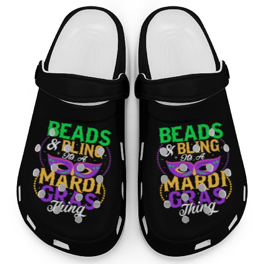 Beads & Bling It's A Mardi Gras Thing Mask Parade Clogs