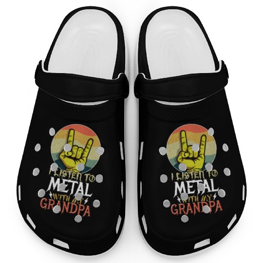 Metal With Grandpa Metal Kid Music Lover Rocker Clogs