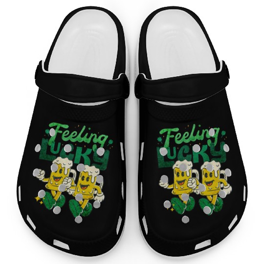 St Patrick's Day Feeling Lucky Retro Vintage Beer Clogs