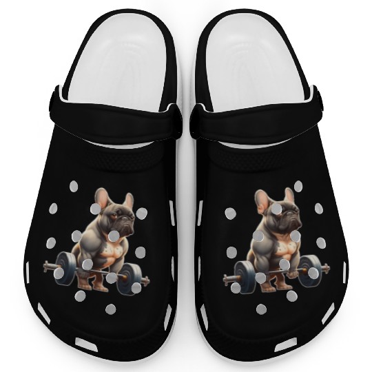 Funny French Bulldog Bodybuilding Gym Clogs