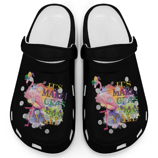 Mardi Gras Flamingo Funny Carnival Party Gift Idea Clogs