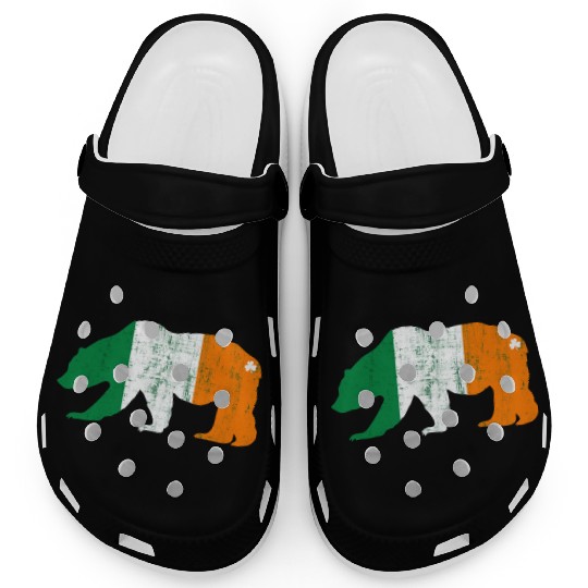 St Patricks Day Irish Flag Grizzly Bear Clogs