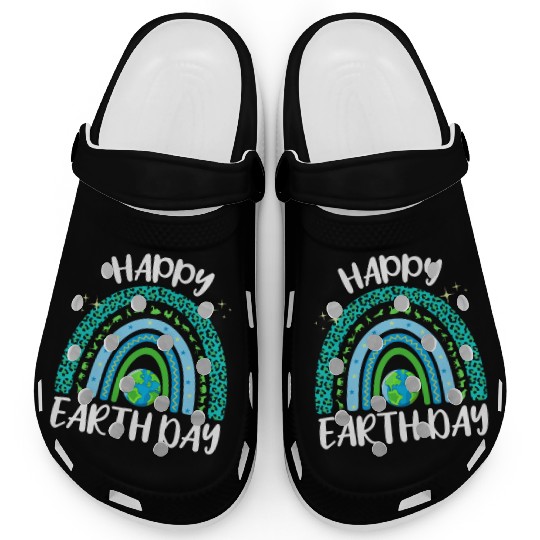 Happy Earth Day Planet with Rainbow Clogs