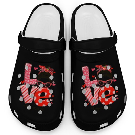 ove Messy Bun Daycare Teacher Valentines Day Clogs