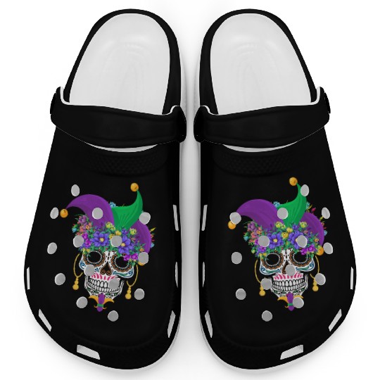 Mardi Gras Mask Dia De Los Muertos Flower Sugar Clogs