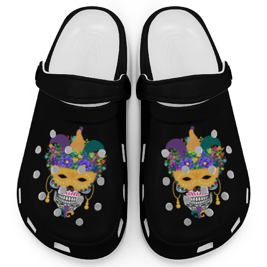 El Dia De Los Muertos Mardi Gras Costume Flower Clogs